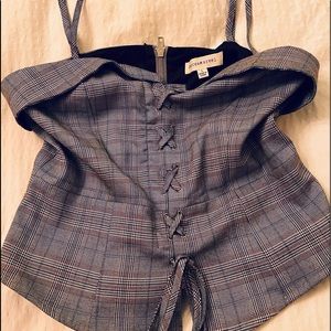 Dance & Marvel grey plaid spaghetti strap top